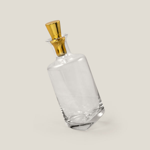Tilted Glass Decanter with Gold Plated Stopper