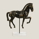 Saddle Black Horse Resin Sculpture