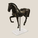 Saddle Black Horse Resin Sculpture