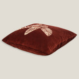 Ava Dark Rust Hand Emb. Velvet Cushion Cover