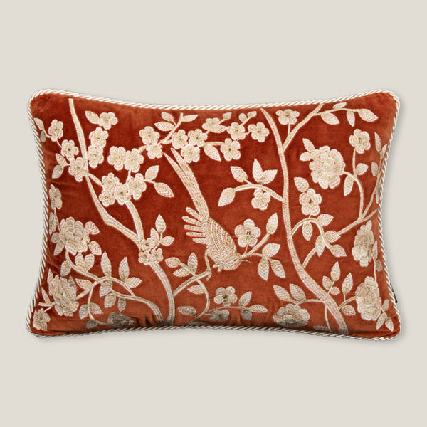 Florre Dark Orange Emb. Velvet Cushion Cover