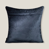 Pluma Hand Emb. Silver Foiled Navy Blue Velvet Cushion Cover