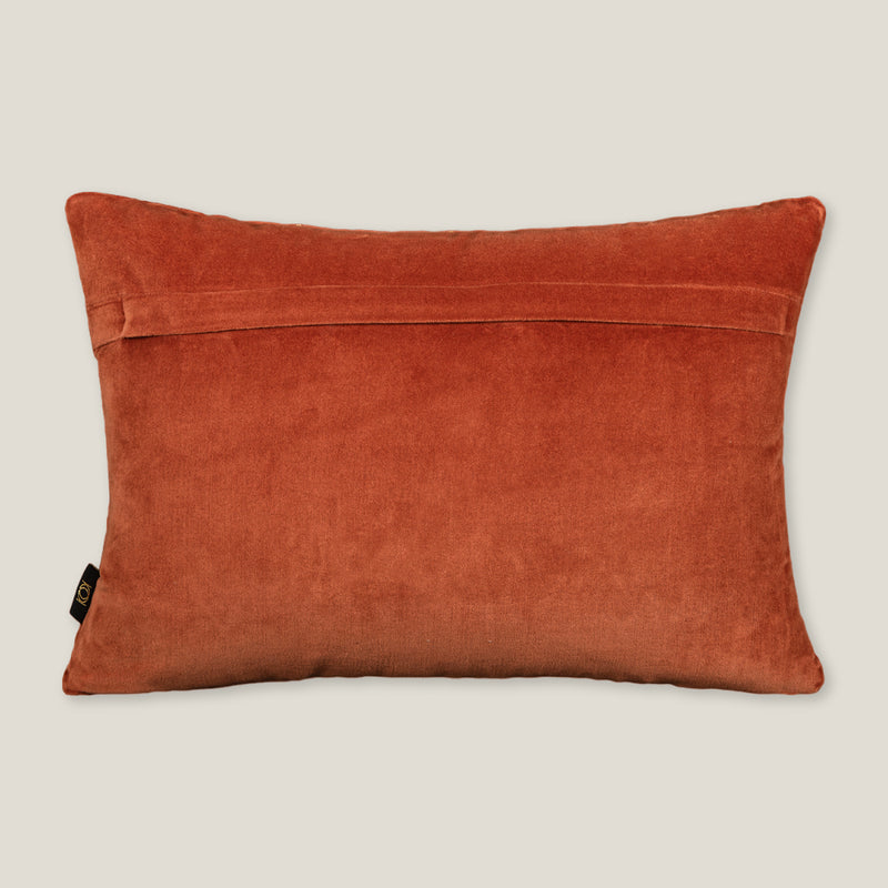 Regina Hand Emb. Dark Orange Cotton Velvet Cushion Cover