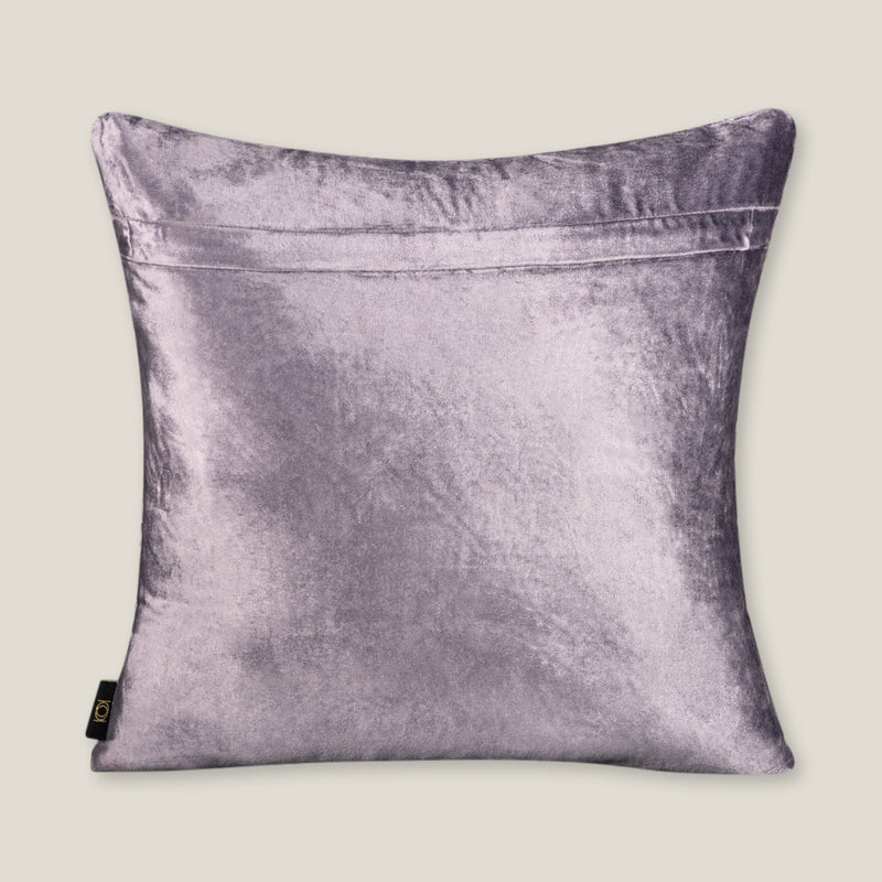 Trellis Purple Silver Foil & Hand hand Emb. Velvet Cushion Cover