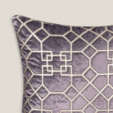 Trellis Purple Silver Foil & Hand Emb. Velvet Cushion Cover