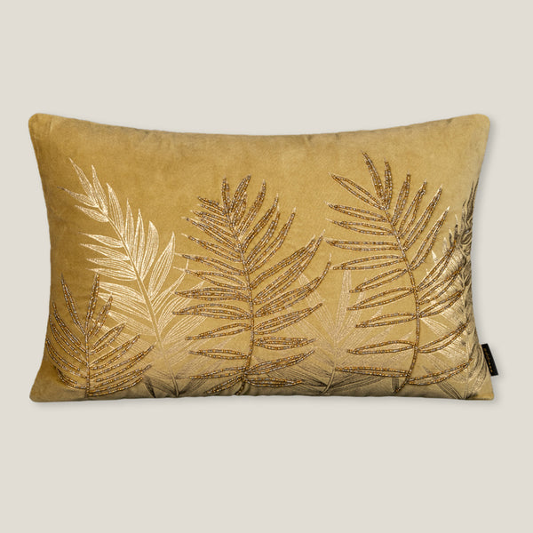 Tropico Gold Foil Green Cotton Velvet Cushion Cover