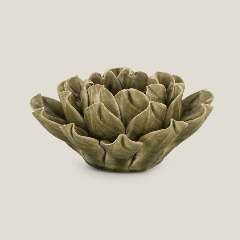 Chrysanthemum Green Ceramic Votive