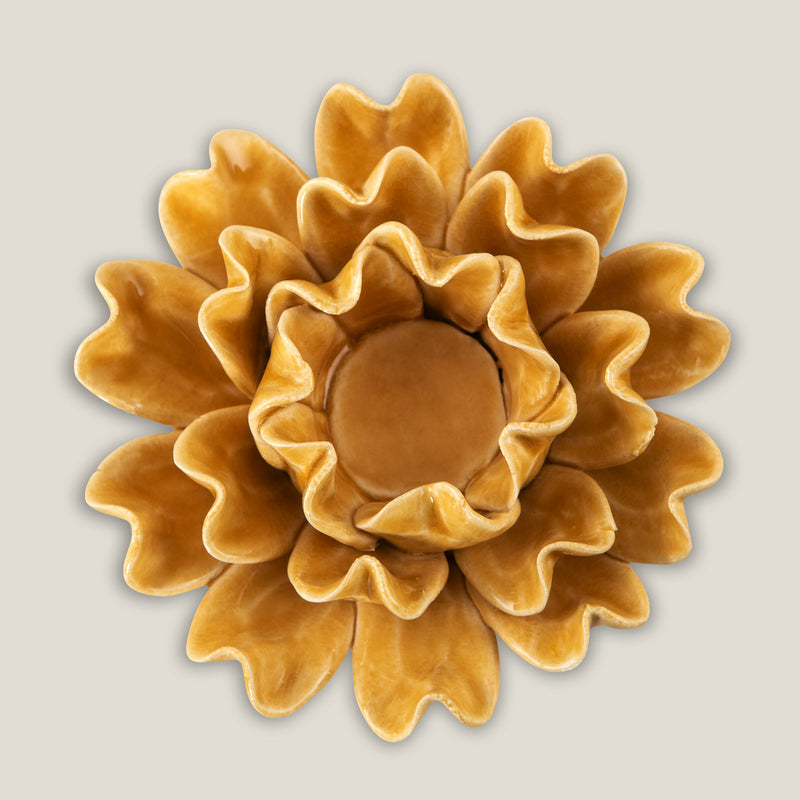 Chrysanthemum Yellow Ceramic Votive