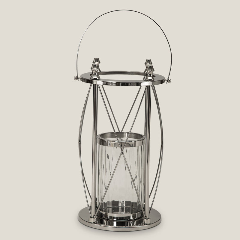 Pietro Nickel Glass Lantern L
