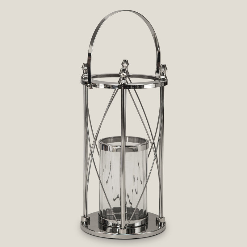 Pietro Nickel Glass Lantern L