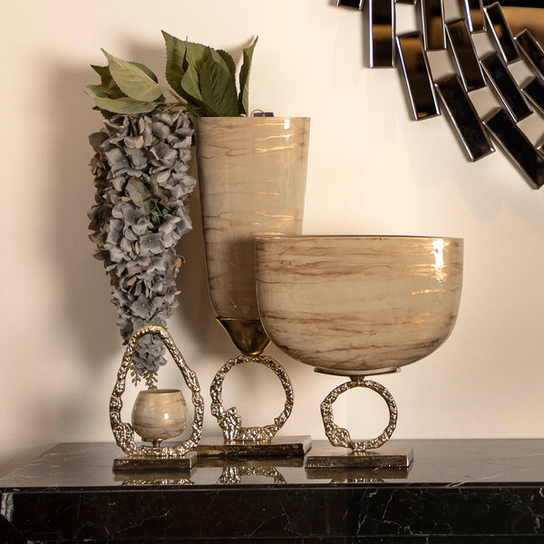 Brazo Beige & Gold Glass Vase L