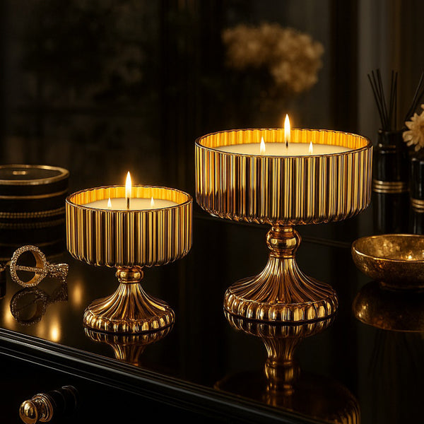 Mogra Antique Gold Bowl Candle S