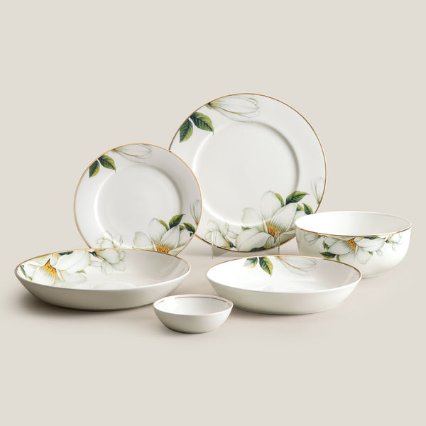 Magnolia White Dinner Set for 6