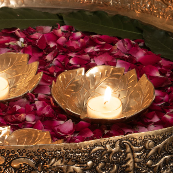 Petal Antique Gold T-Light Floater