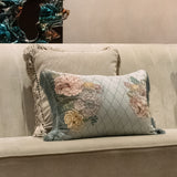 Peony Light Blue Emb. Cushion Cover