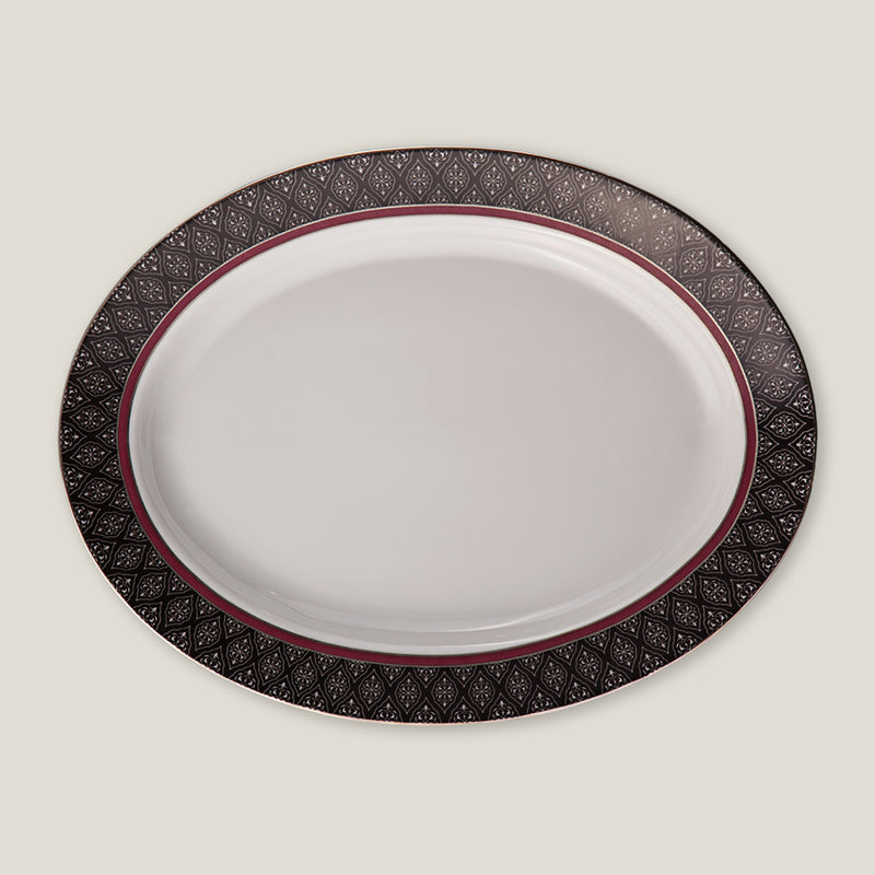 Noir Black & White Oval Platter