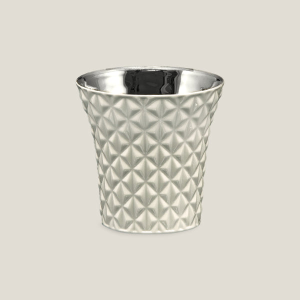Bijou White & Platinum Textured Ceramic Votive