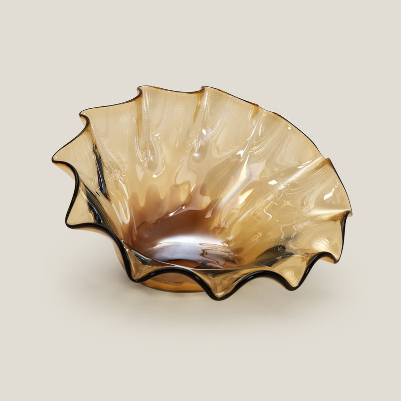 Concha Amber Glass Decor Bowl