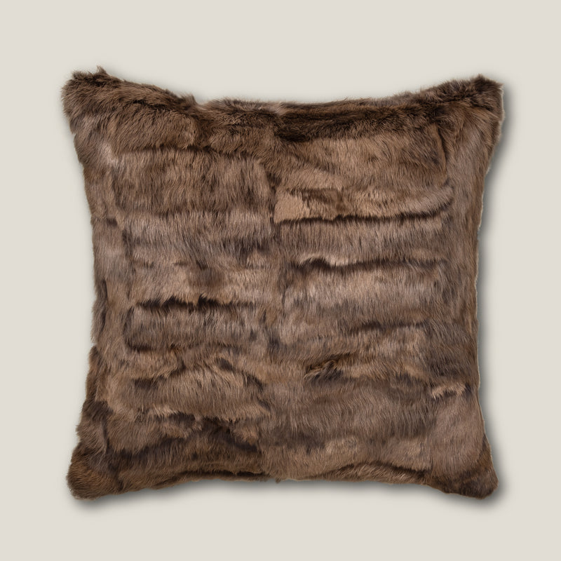 Rabbit Fur Beige & Brown Cushion Cover