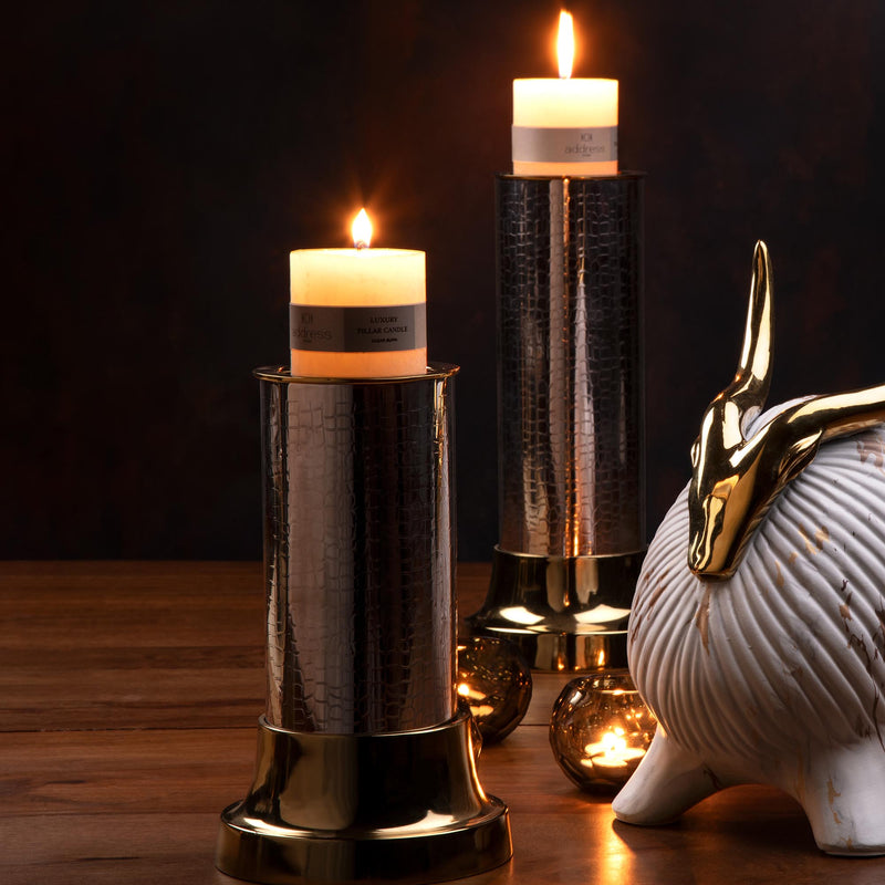 Ouro Silver & Gold Candle Holder L