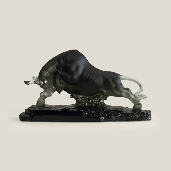 Verre Bull Sculpture Grey