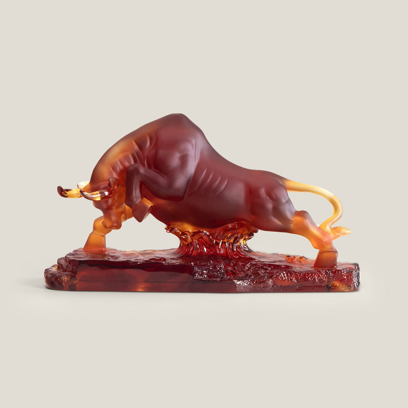 Verre Bull Sculpture Amber