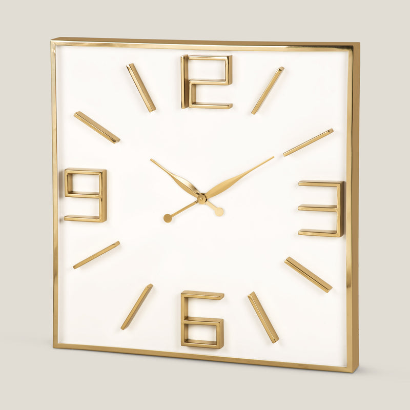 Derial White & Gold Wall Clock