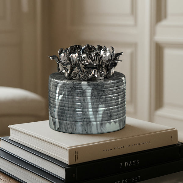 Blossom Grey & Silver Marble Vase