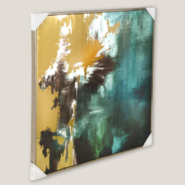 Shop Nordic Green & Gold Framed Canvas Online in India