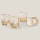 Golden Floral Whiskey Glass Set Of 4