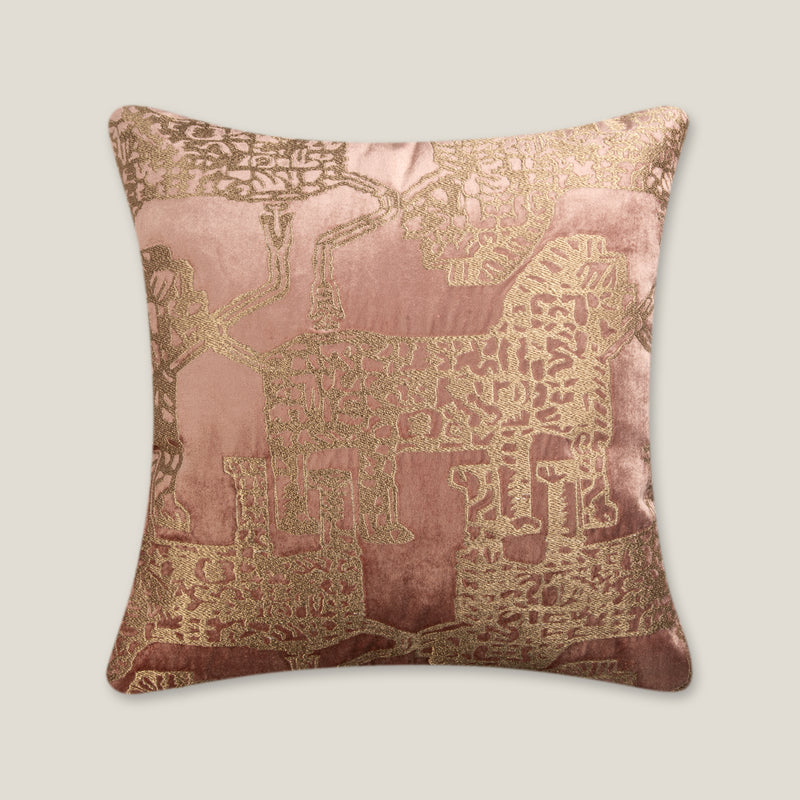 Lemala Embroidered Dark Pink Cushion Cover