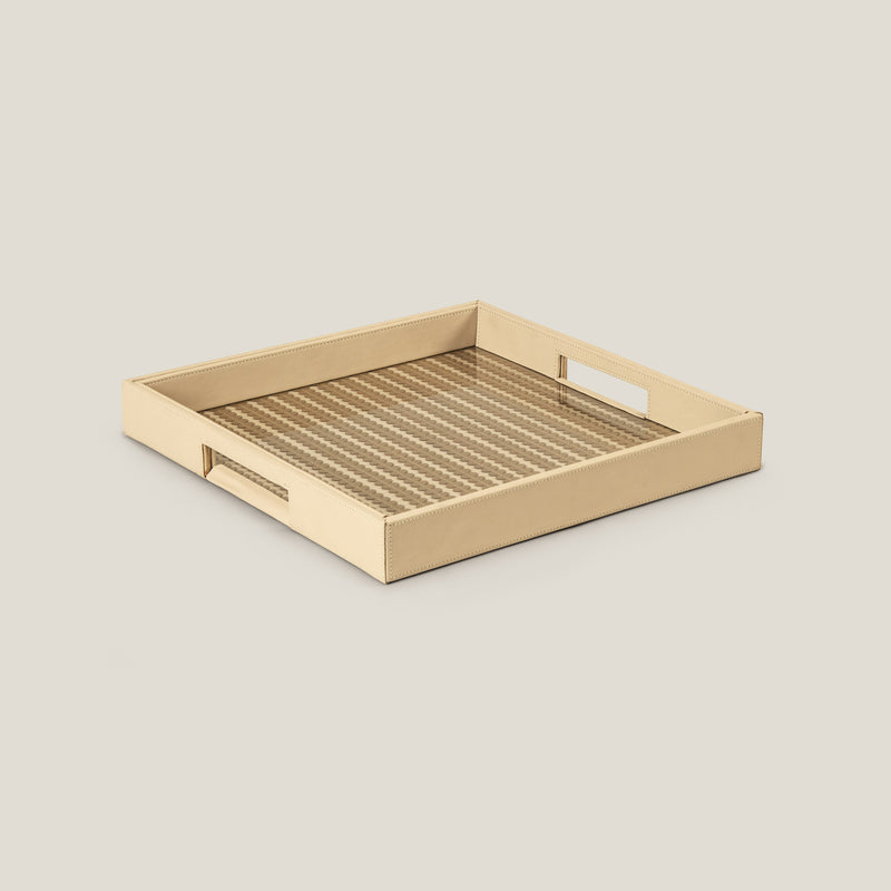 Ikigai Beige & Gold Square Serving Tray