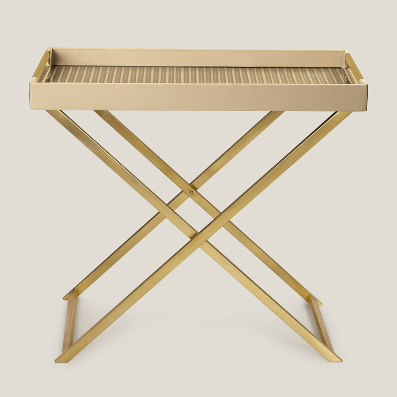 Ikigai Beige & Gold Butler Tray With Stand