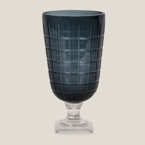 Hawana Blue & Clear Tall Vase