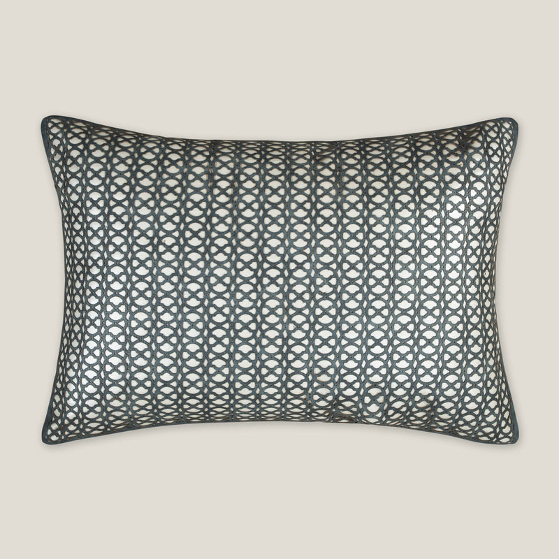 Safir Blue Faux Leather Cushion Cover