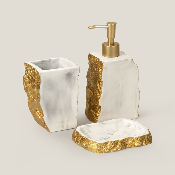 Bianco White & Gold Bath Set
