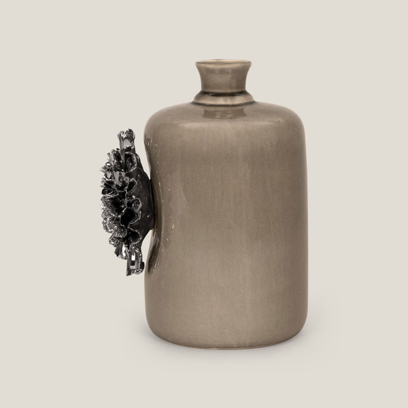 Floret Grey & Platinum Ceramic Vase