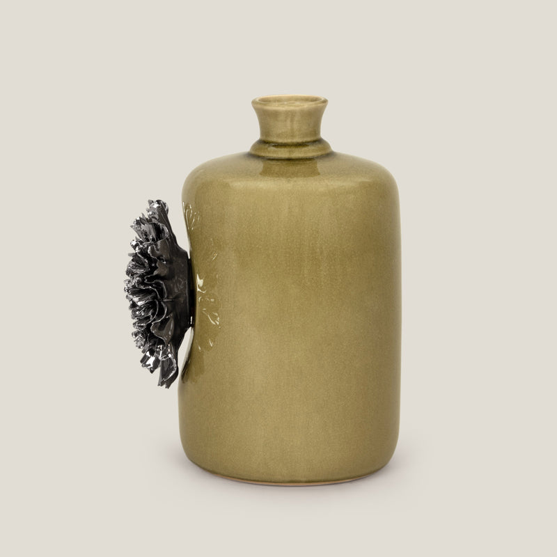 Floret Green & Silver Vase