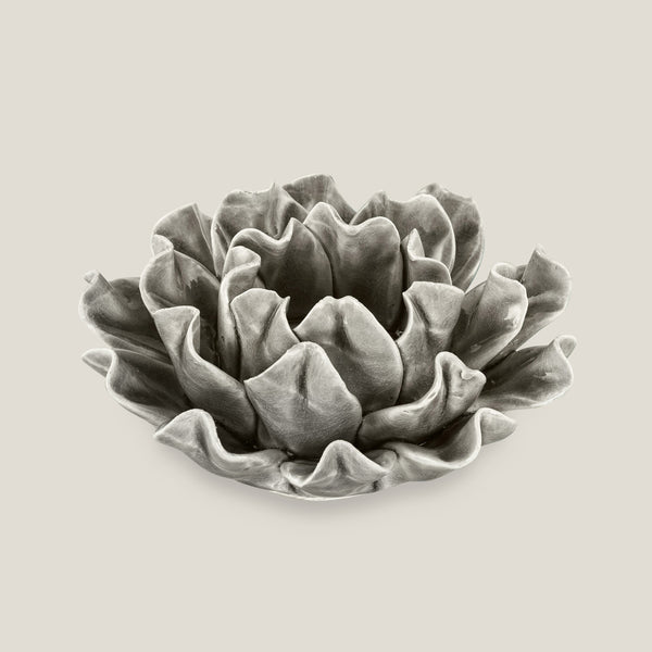 Chrysanthemum Grey Ceramic Votive