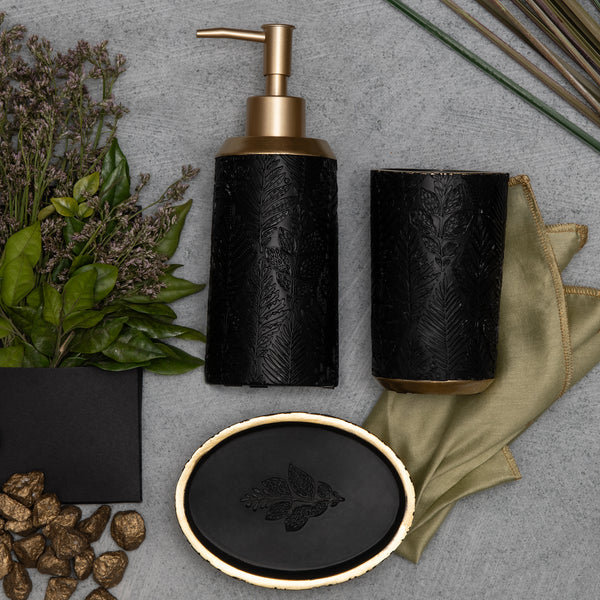 Foliage Black Bath Set of 3