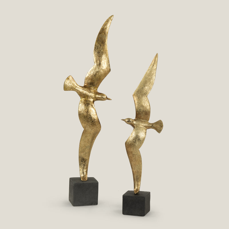 Pajaro Gold Bird Sculpture Set of 2
