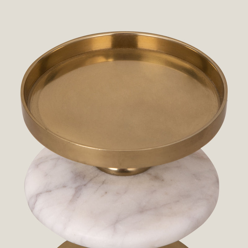 Dhairya White & Gold Candle Holder - L