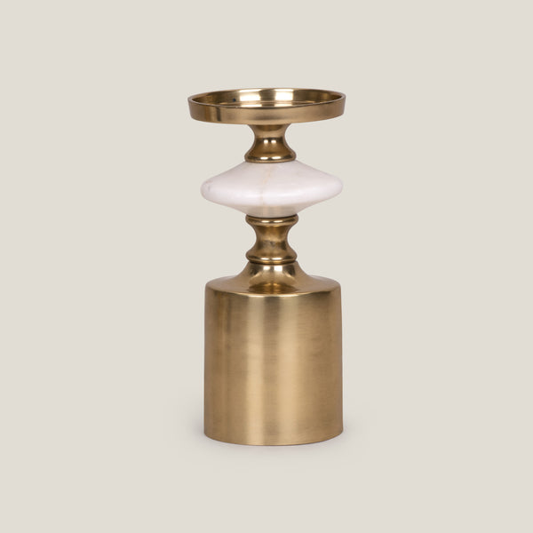 Dhairya White & Gold Candle Holder - S