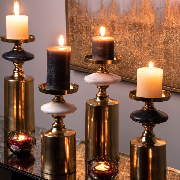 Advait Gold & Grey Candle Holder - S