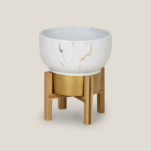 Bambusa White Marble Planter