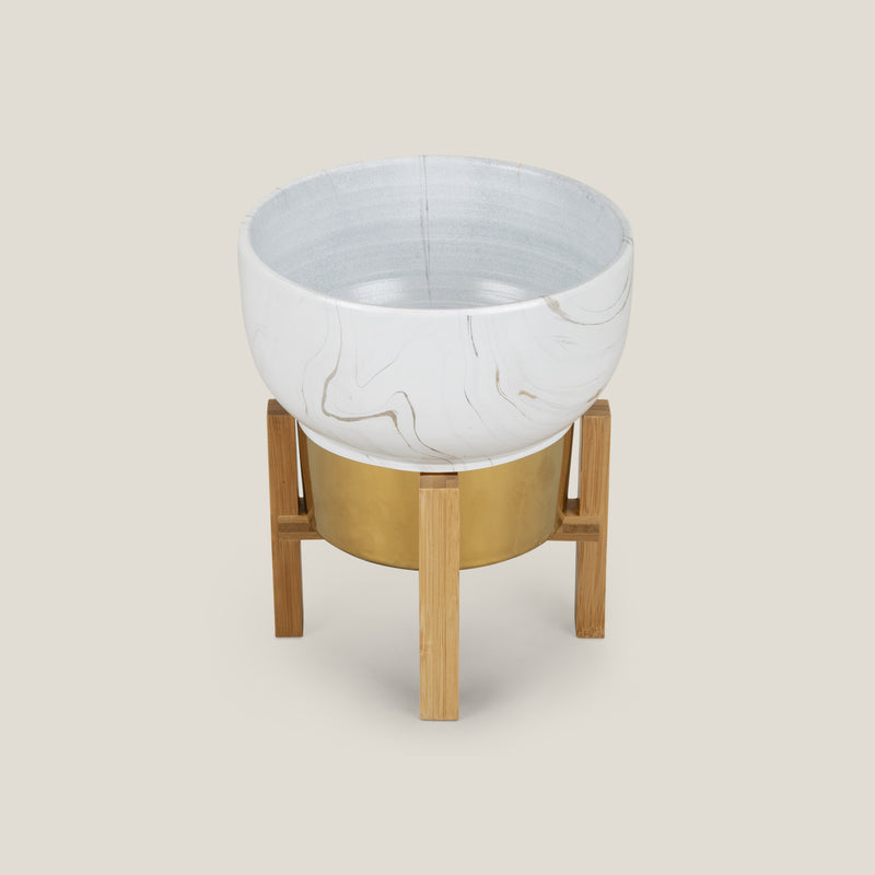 Bambusa White Marble Planter