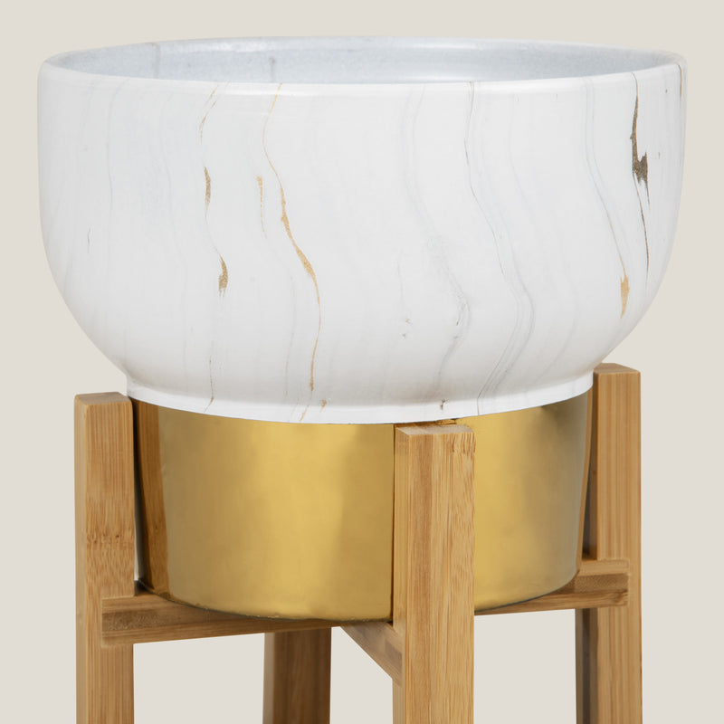 Bambusa White Marble Planter