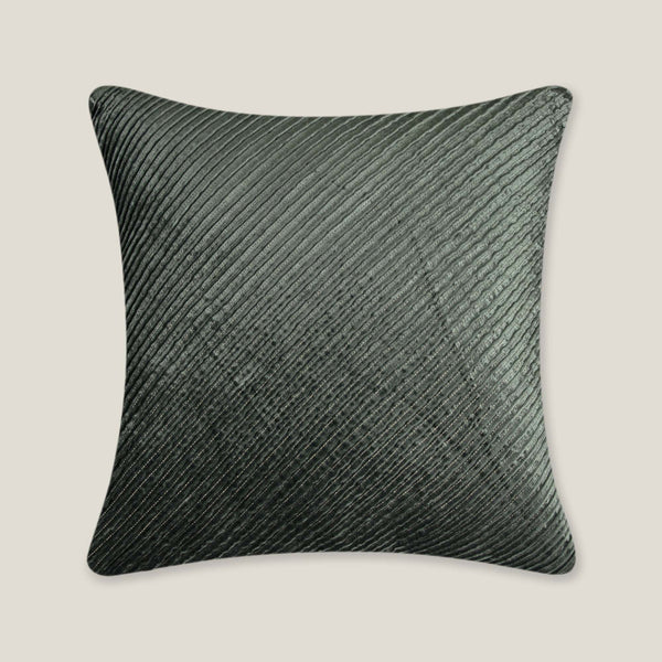 Zayn Green Pleated Velvet Cushion Cover