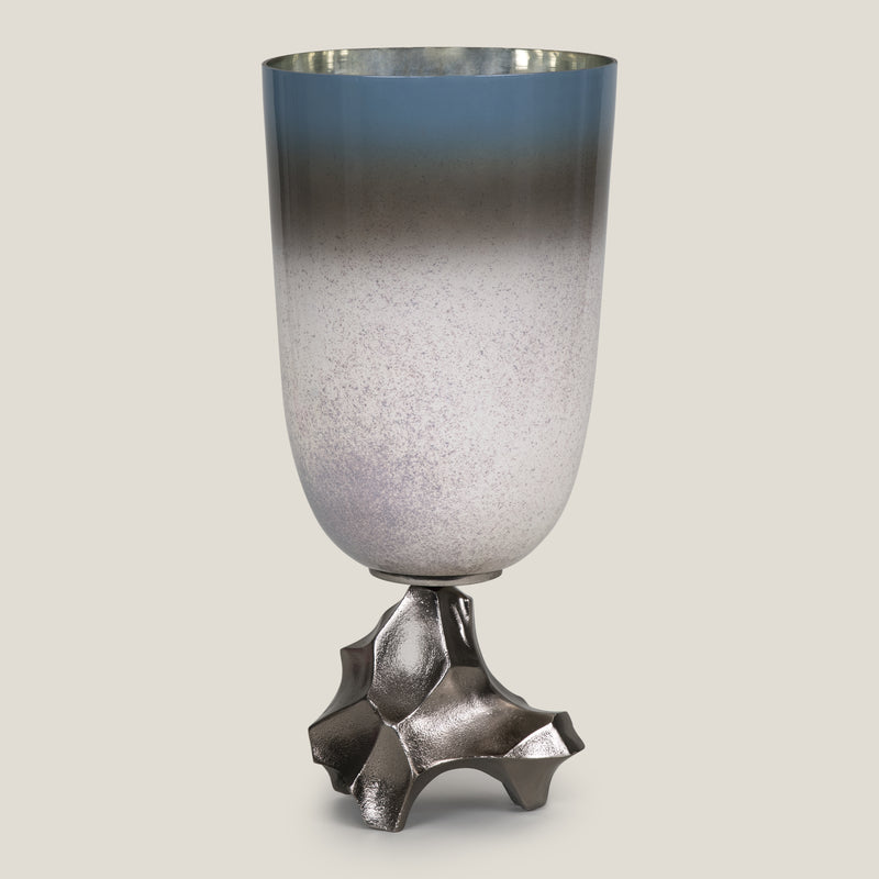 Caspian Grey Black & Nickel Vase L