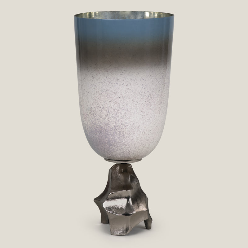 Caspian Grey Black & Nickel Vase L